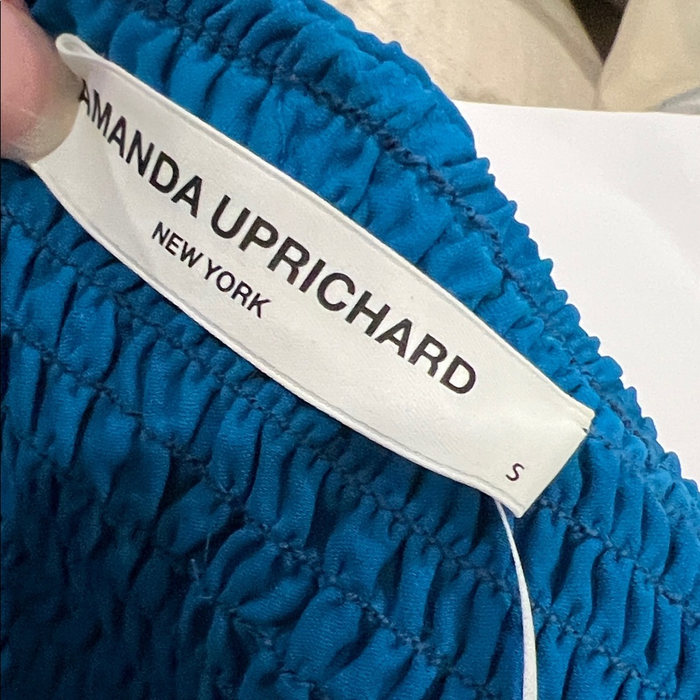 Amanda Uprichard Teal-Blue Strapless Ruffle Mini Dress - Picture 3 of 10
